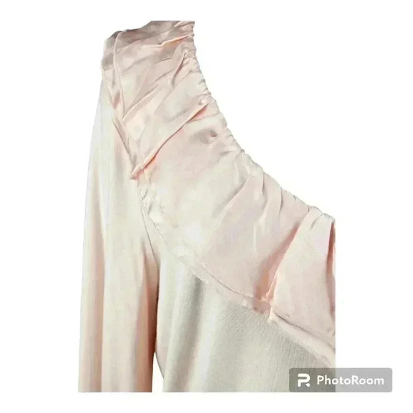 Ralph Lauren LRL Pullover Ruffled Scoop neck Blush Pink LS SHIRT Medium EUC - Picture 3 of 7